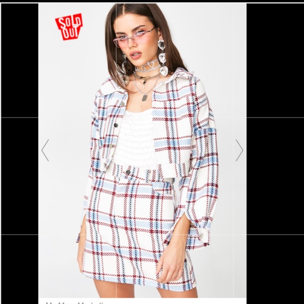 Plaid Jacket and Skirt Matching Set